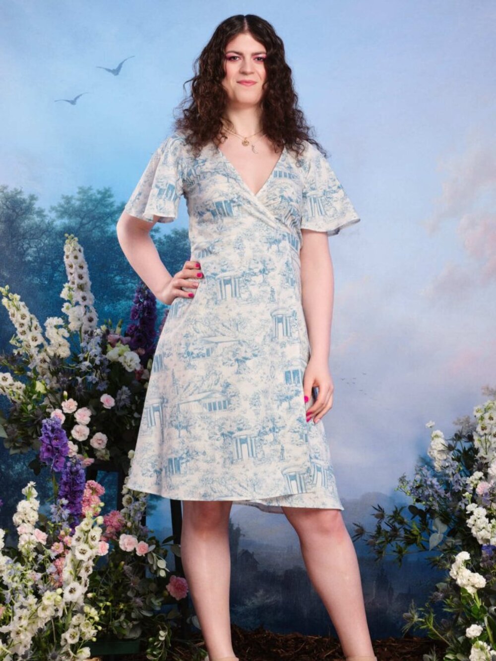 Loud Bodies Wrap Dress Blue Toile Size 3x